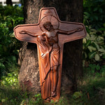 Red-brown The Unity Cross carving wood Schoenstatt - Sorrowful Mother/Passion Crucifix - mokarve