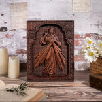 The Sacred Heart and Divine Mercy Jesus Christ Wood Wall Plaque - mokarve