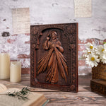 The Sacred Heart and Divine Mercy Jesus Christ Wood Wall Plaque - mokarve