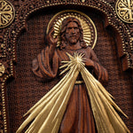 The Sacred Heart and Divine Mercy Jesus Christ Wood Wall Plaque - mokarve