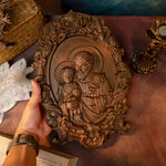 Saint Joseph Wood Carved Religious icon Fatehrs day Christian gift Wall Hanging Art Work gift ideas Birthday Gifts - mokarve
