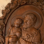 Saint Joseph Wood Carved Religious icon Fatehrs day Christian gift Wall Hanging Art Work gift ideas Birthday Gifts - mokarve