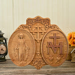 Miraculous Medal Wood Carving Decor - Medal of Our Lady of Graces - mokarve