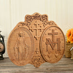 Miraculous Medal Wood Carving Decor - Medal of Our Lady of Graces - mokarve