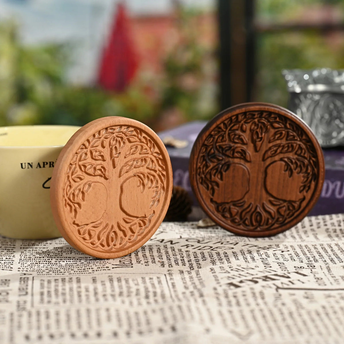 mokarve Wooden Tree of Life Celtic Cross Coasters - mokarve