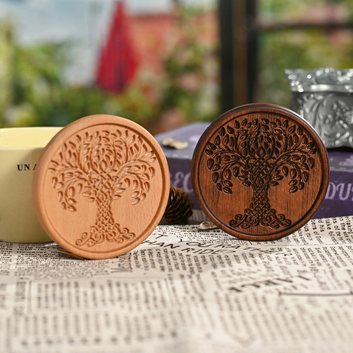 mokarve Wooden Tree of Life Celtic Cross Coasters - mokarve