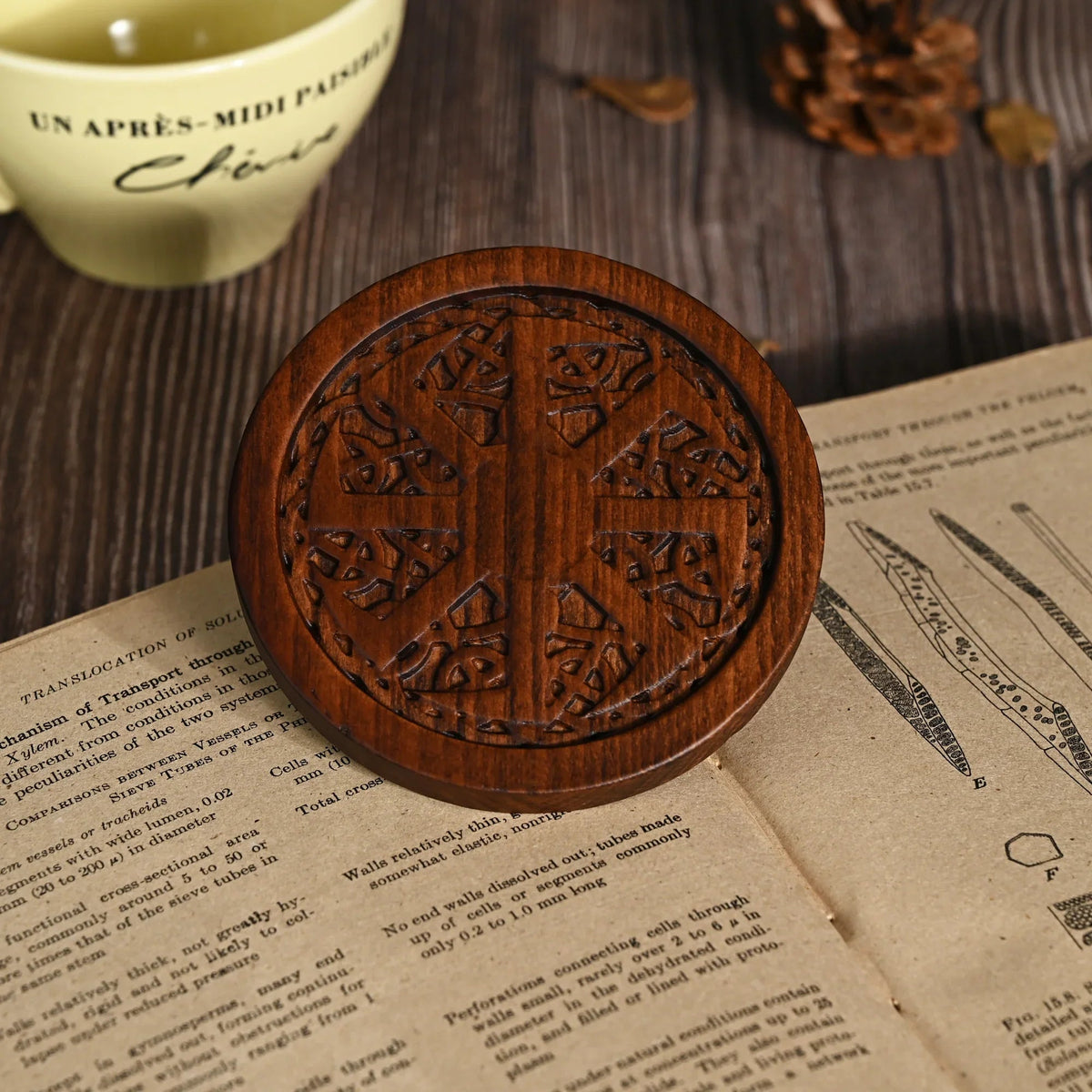 mokarve Wooden Tree of Life Celtic Cross Coasters - mokarve