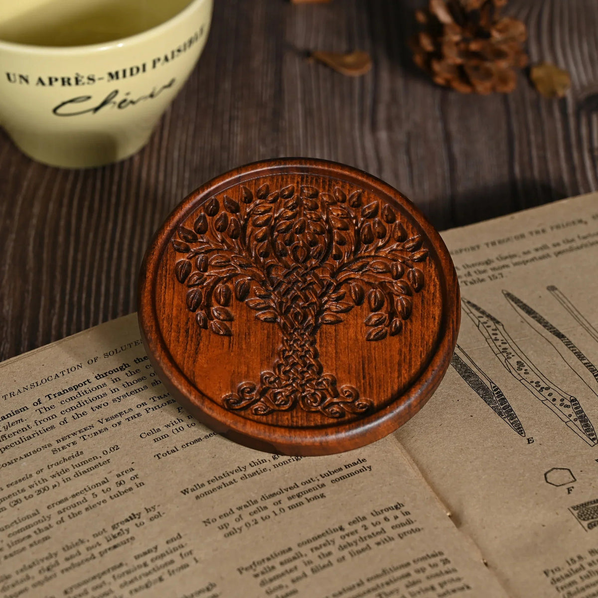 mokarve Wooden Tree of Life Celtic Cross Coasters - mokarve