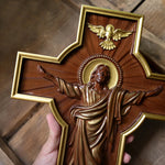 Ascension of Jesus wood carving cross - mokarve