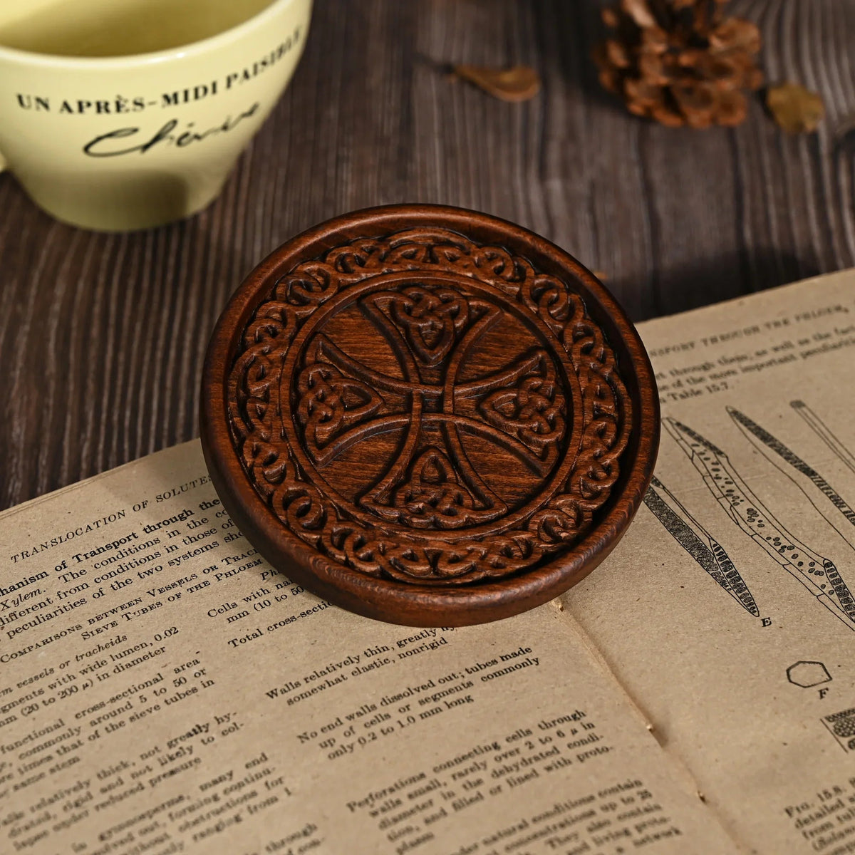 mokarve Wooden Tree of Life Celtic Cross Coasters - mokarve