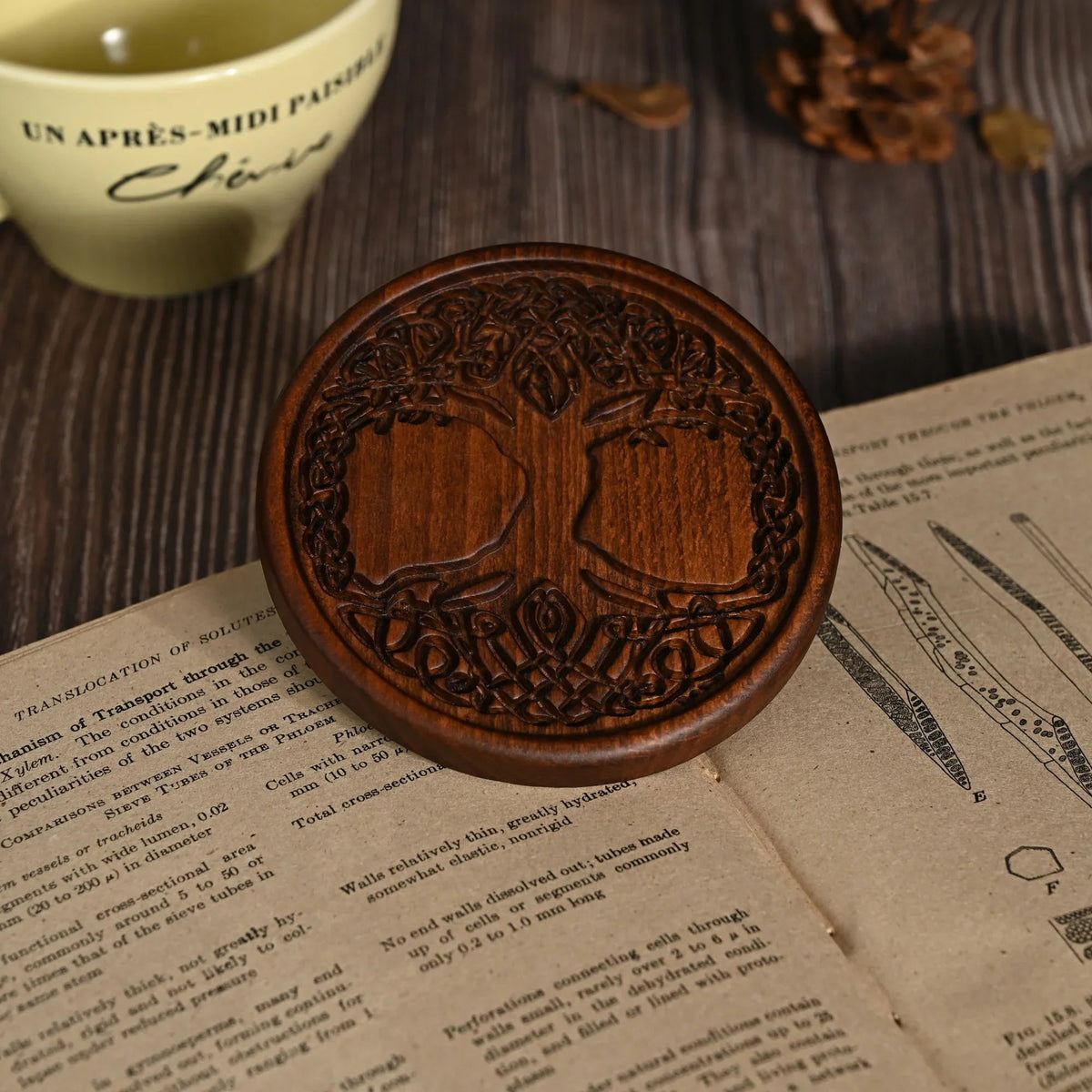 mokarve Wooden Tree of Life Celtic Cross Coasters - mokarve