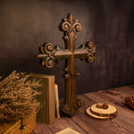 mokarve Ornate Wooden Cross - Carved from natural wood - mokarve