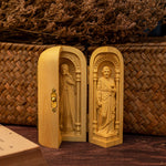 Hand-carved Portable Church - Mini Christian Triptych Altar - mokarve