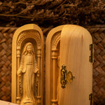 Hand-carved Portable Church - Mini Christian Triptych Altar - mokarve