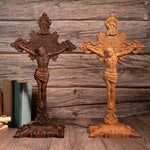 Wood carving of the Cross of the Order of Saint Benedict - with base - mokarve
