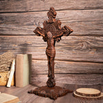 Wood carving of the Cross of the Order of Saint Benedict - with base - mokarve