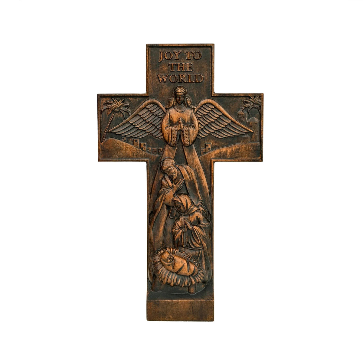 Christmas cross, Nativity cross,Joy to the world wood carving- best Christmas gift - mokarve