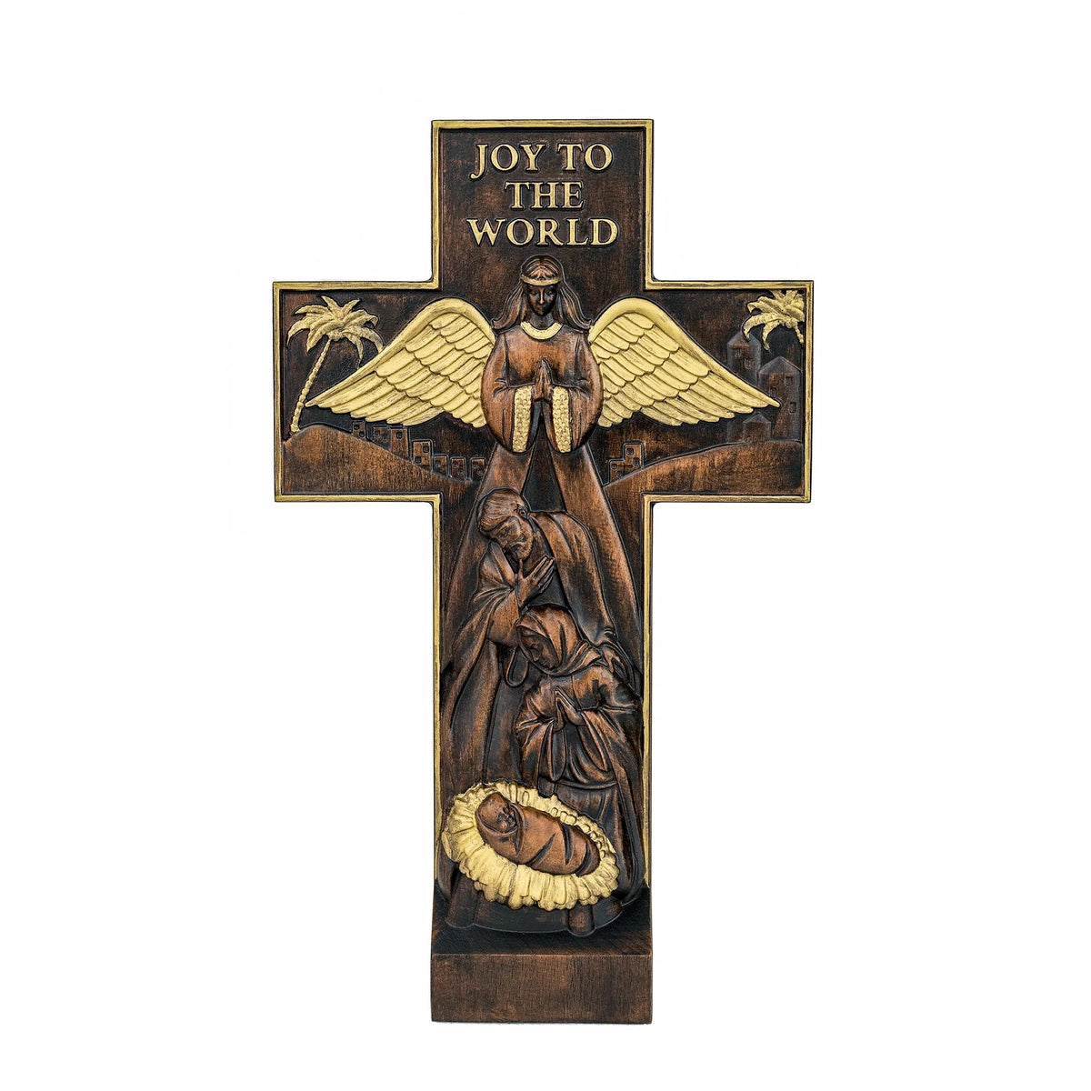 Christmas cross, Nativity cross,Joy to the world wood carving- best Christmas gift - mokarve