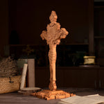 Wood carving of the Cross of the Order of Saint Benedict - with base - mokarve