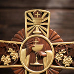 Holy Grail Wood Craving Cross-Handmade Religious Medal Gift - mokarve