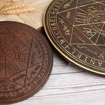 Seven Angels Disc Wood Carving - Amulet to protect against the evil eye, curses and spells - mokarve