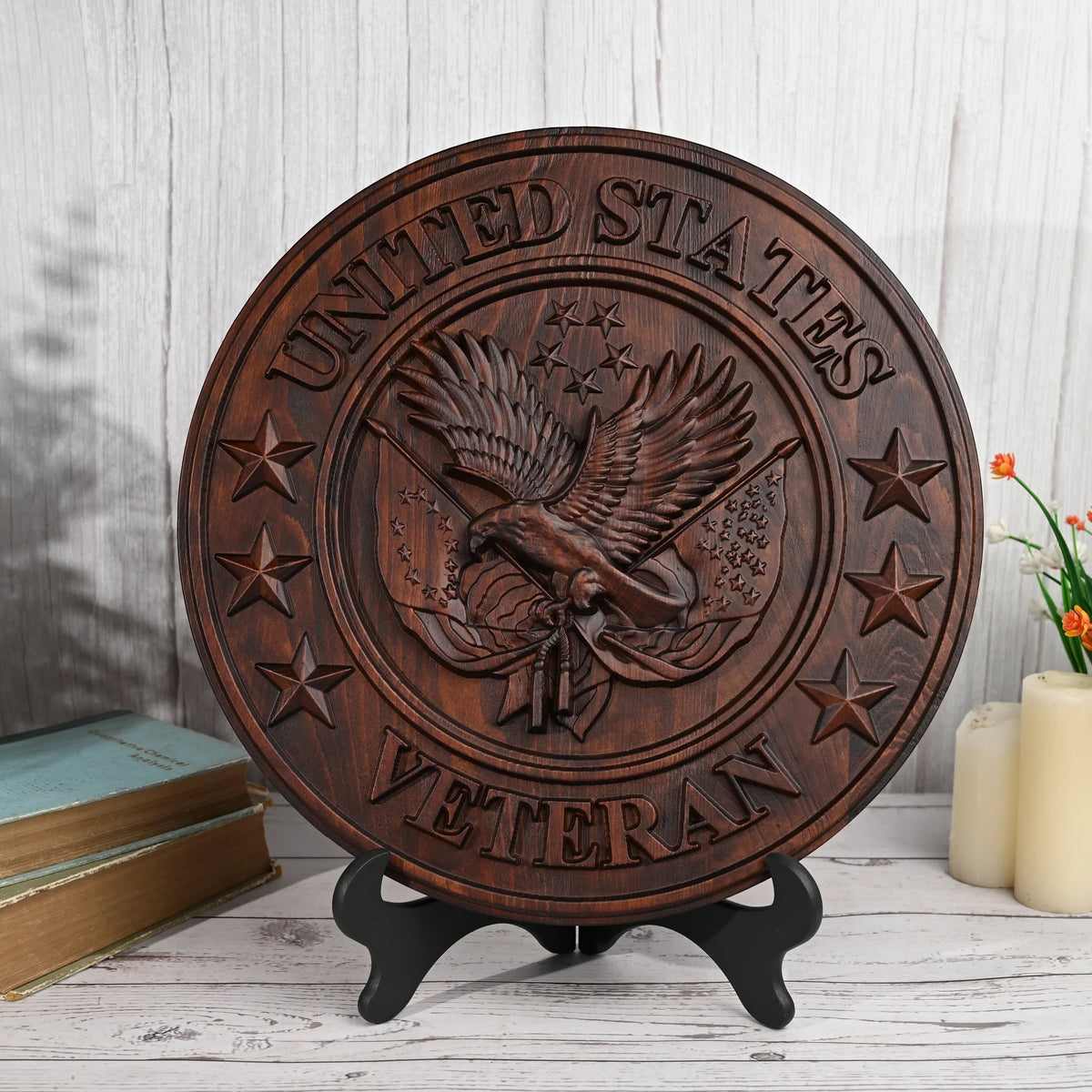 "I'm a Veteran" Roundel Woodcarving - A Tribute to All Veterans - mokarve