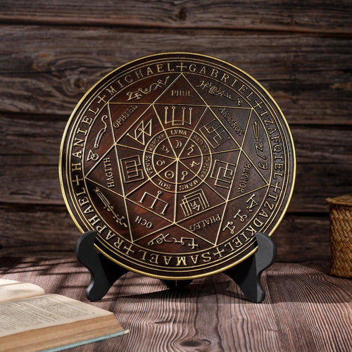 Seven Angels Disc Wood Carving for Christian home decor and prayer spaces