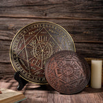 Seven Angels Disc Wood Carving - Amulet to protect against the evil eye, curses and spells - mokarve
