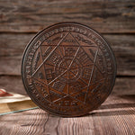 Seven Angels Disc Wood Carving - Amulet to protect against the evil eye, curses and spells - mokarve
