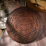 Seven Angels Disc Wood Carving - Amulet to protect against the evil eye, curses and spells - mokarve