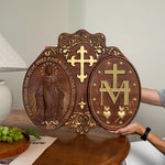 Miraculous Medal Wood Carving Decor - Medal of Our Lady of Graces - mokarve