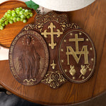 Miraculous Medal Wood Carving Decor - Medal of Our Lady of Graces - mokarve
