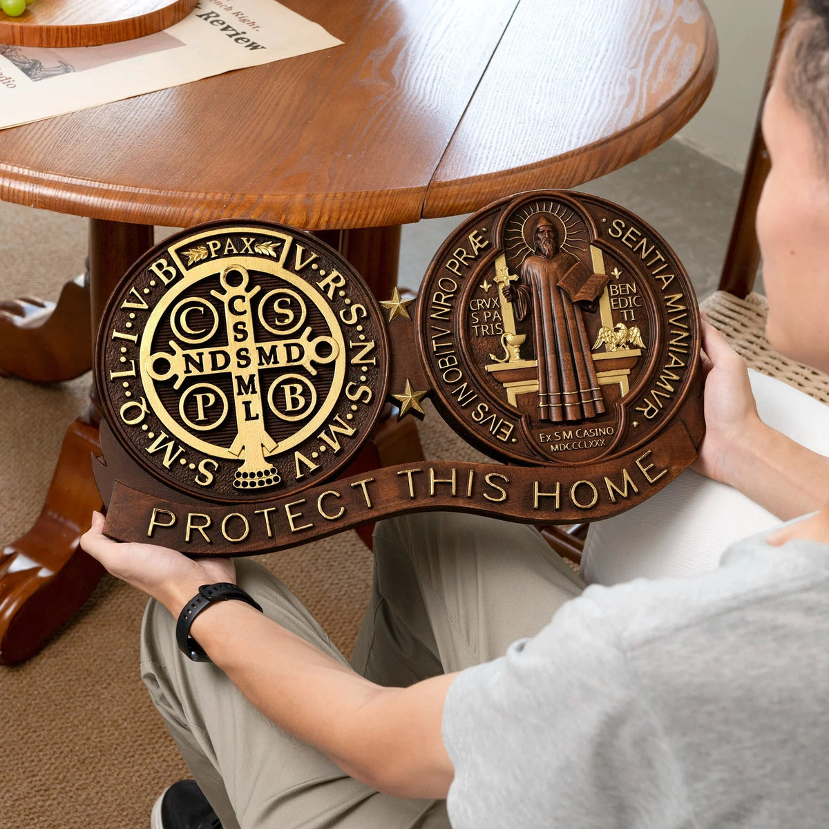 St. Benedict's Exorcism Medal Christian Wall Plaque - Best Christmas Gift - mokarve