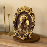 Mother Mary with Baby Jesus Wood Carving Decor - mokarve