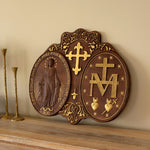 Miraculous Medal Wood Carving Decor - Medal of Our Lady of Graces - mokarve