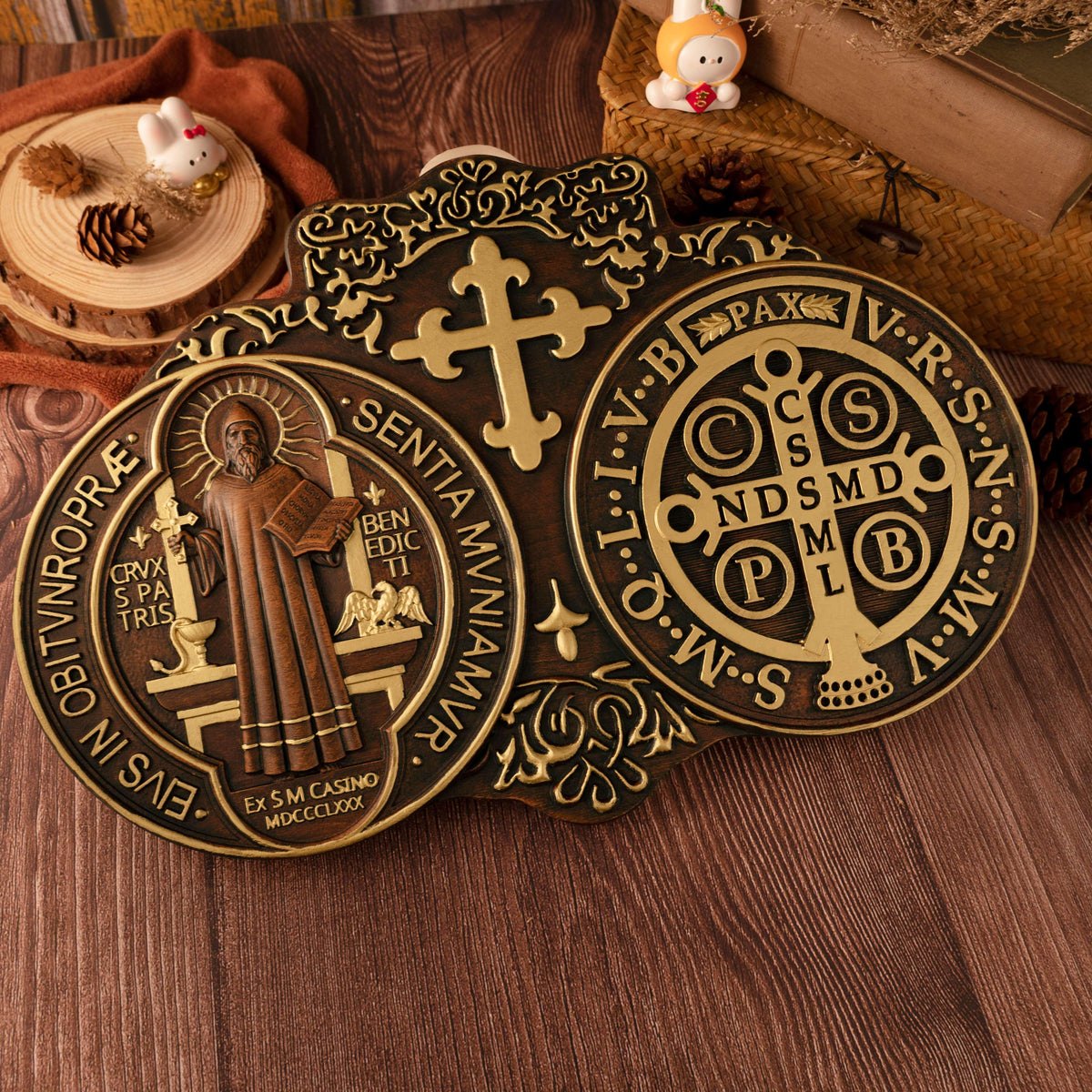 St. Benedict's Exorcism Medal Christian Exorcism Plaque - Wall Decor - mokarve