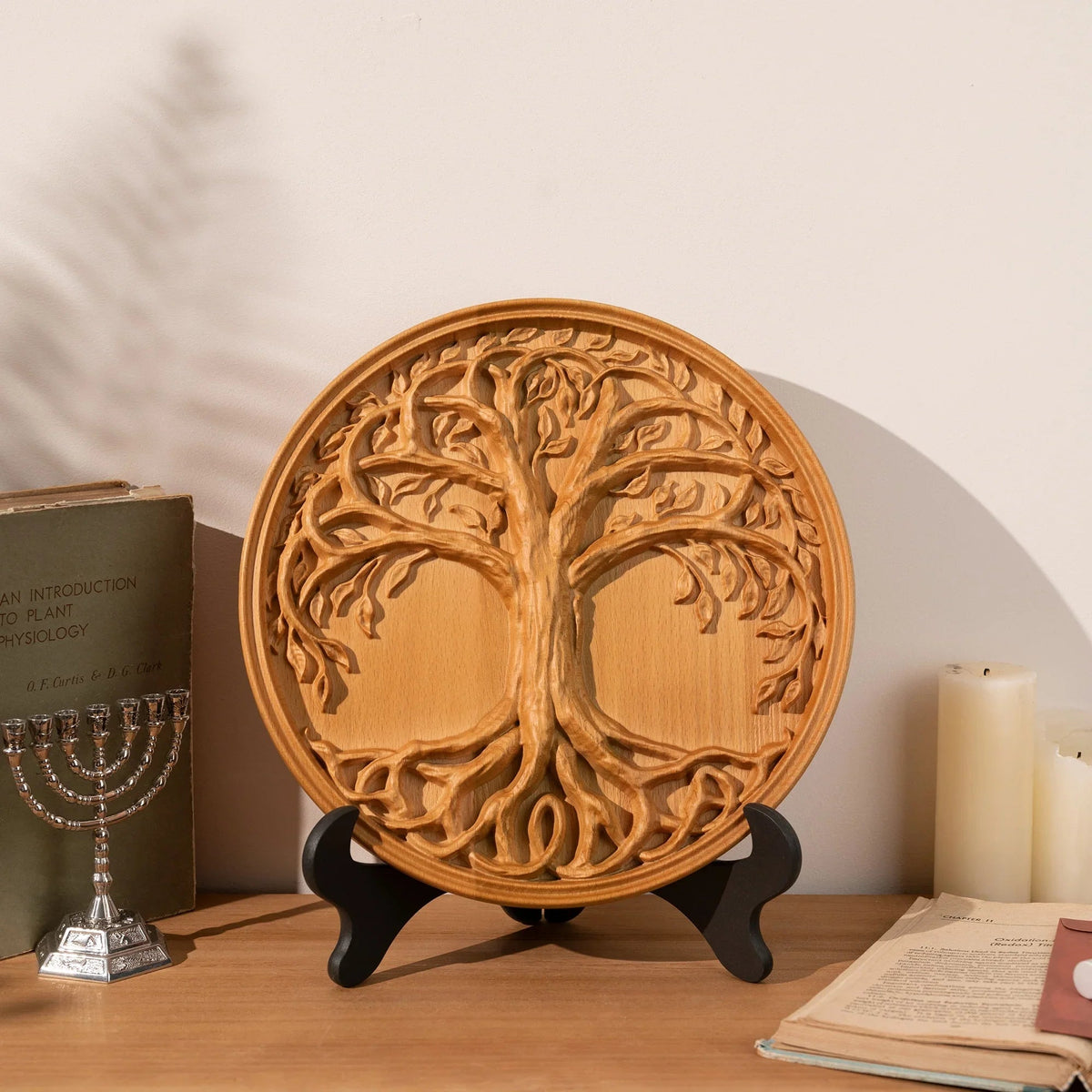 Tree of Life Wood Wall Art Decor Best Christmas Gift - With Free Stand - mokarve