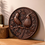 Wood carving of cardinal couple bringing good luck - mokarve