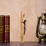 Holy City Wood Olive Wood Crucifix with Bronze Christ — Handcrafted Prayer Cross - product view