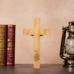 Holy City Wood Olive Wood Crucifix with Bronze Christ — Handcrafted Prayer Cross - size and finish detail