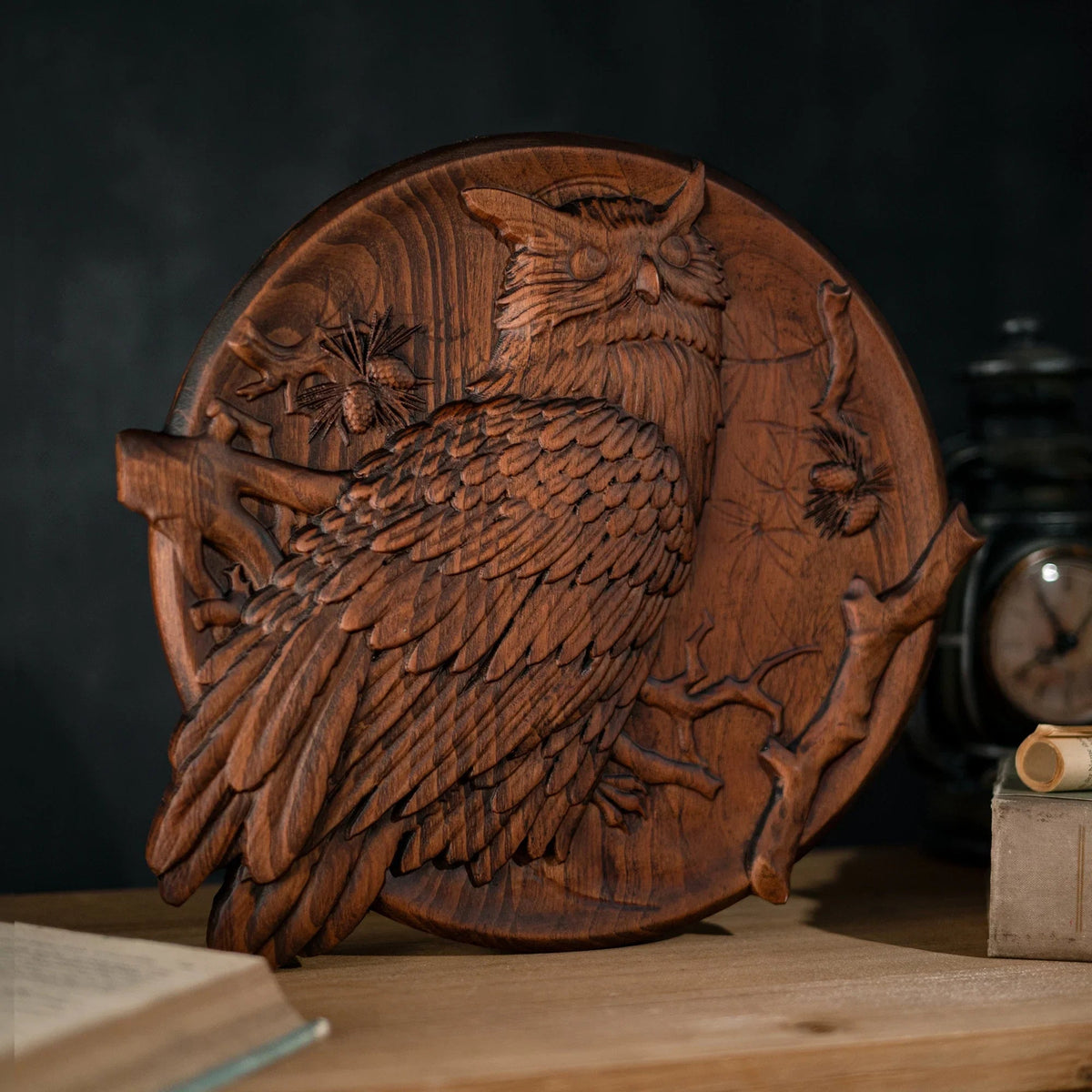 Owl wood carving - Wood Wall Decor - mokarve
