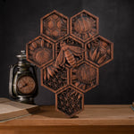 New Arrivals Handmade Wood Bee Wall Decor - Gardening Gift for Nature Lovers & Beekeepers - mokarve