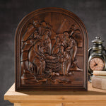 Natural beech nativity scene wood carving plaque - mokarve