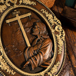 Jesus Agony in the Garden Wood Carving, Home Wall Religious Pendant Decoration - mokarve