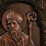 mokarve Saint Patrick Wood Carved Icon Religious Gift Wall Hanging Art Work - mokarve