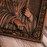 mokarve Saint Patrick Wood Carved Icon Religious Gift Wall Hanging Art Work - mokarve
