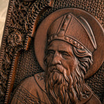 mokarve Saint Patrick Wood Carved Icon Religious Gift Wall Hanging Art Work - mokarve