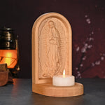 Guatalupe Wooden Candlestick Tabletop Prayer Ornament - mokarve