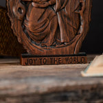 Natural Beechwood Nativity Scene Wooden Carved Plaque Tabletop Arrangement - mokarve