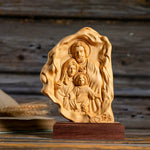 Southern European Boxwood Holy Family Blessing Ornament - Engraved with Your Surname - mokarve
